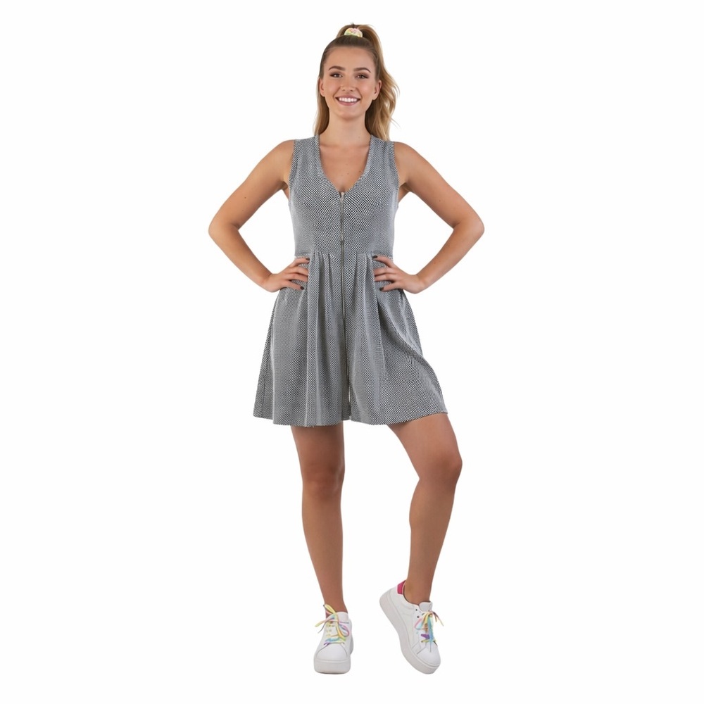 Sandro Blue and White Meshed Mini Dress